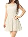 Allegra K Women Sleeveless Semi Sheer Yoke Floral Lace Flare Dress