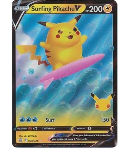 Pokemon Celebrations Surfing Pikachu VMAX, 25th Anniversary,Full