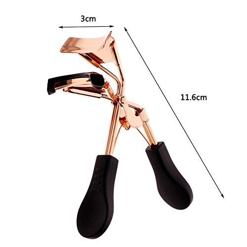 Deuxblanc Eyelash Curler Non-slip Eyelash 180 degree curled Lashes With Refill Pad (rose gold)