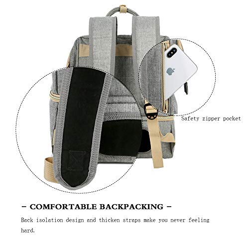 Breast Pump Backpack - Cooler and Moistureproof Bag Double Layer for Mother Baby Bottle Breast Milk Pump Breastfeeding Outdoor Working Backpack with USB Charging Port, Large (Grey)