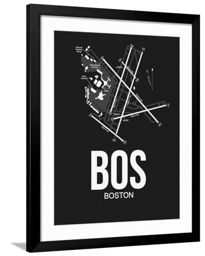 ART.COM Wall Art Print BOS Boston Airport Black on Black Frame by NaxArt, 32" x…