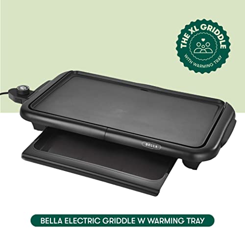 BELLA Electric Griddle w Warming Tray, Make 8 Pancakes or Eggs At Once