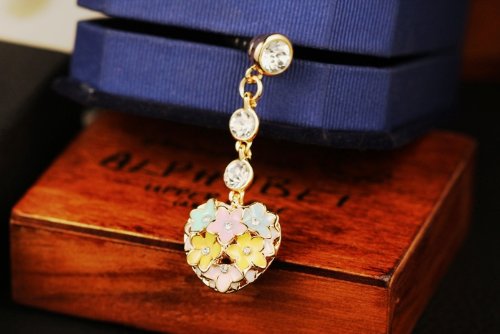 CJB Dust Plug / Earphone Jack Accessory Lovely Colourful Flower Heart for iPhone 4 4S S4 5 All Device with 3.5mm Jack