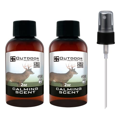 Outdoor Hunting Lab Calming Scent Doe Urine (2 Bottle) Buck Lure for Whitetail Deer Hunting