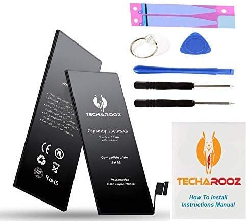 Techarooz for iPhone 5S & iPhone 5C Battery Replacement Kit Internal – New Zero Cycles Li-ion 1560mAh – Tools + Step by Step Instructions [ 12 Months Warranty ]