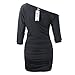 Anxihanee Women's Sexy Off Shoulder Party Club Ruched Bodycon Mini Dress (L, Black)