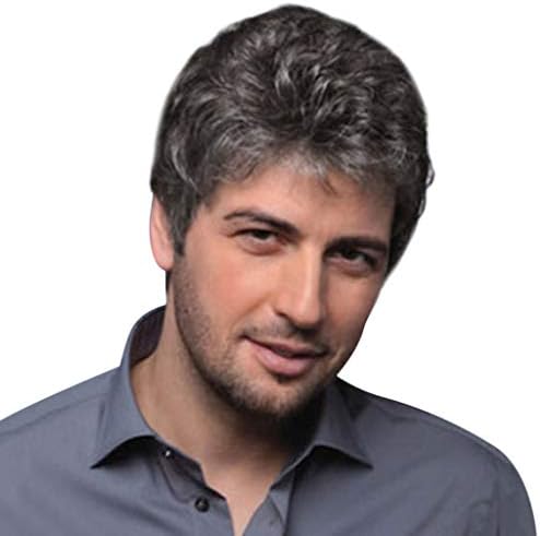 Mens Wigs, Timoon Short Straight Heat Resistant Synthetic Hair Wigs Natural Looking Full Wig 80'S Street Wig for Men