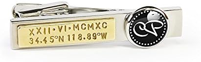 Prsonalized initial tie clip wedding gift with wooden gift box