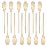 18-Inch Long Handle Wooden Cooking Mixing Spoon, Birch Wood - Set Of 12