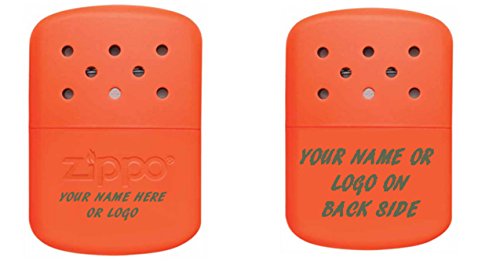 Personalize ORANGE Color Handwarmer hand warmer Customize Engrave Zippo Lighter -Engrave on FRONT AND BACK
