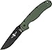 Ontario Knife Company Rat I Folding Pocket Knife, Black Coated AUS-8 Stainless Steel Drop Point Blade, OD Green Nylon Handle Knife, Everyday Carry Knife – ON8846OD