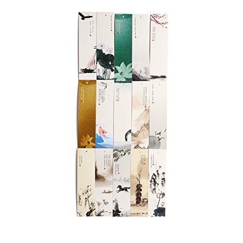Twone Chinese Brush Paintings Bookmark Set with 30 Bookmarks Featuring Colorful Chinese Scenes