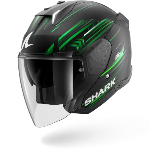 , Casco Moto Jet SKWAL I3 JET LIGHT-BLUR Black Green White KGW, S