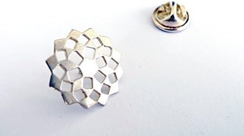Silver Mashrabiya Lapel Pin. Modern Geometry. Sterling Silver Handmade Lace Pin. Cool and Classic Design. Unisex Pin.