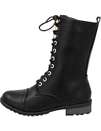 Cambridge Select - Botas de combate para mujer, puntera redonda, tacón bajo