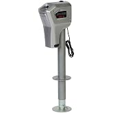 Husky Towing 82022 Super Brute Electric Trailer Tongue Jack, 5000 lb Capacity, 18 Inch Travel, with Remote and 3 LED Lights, Bright Silver