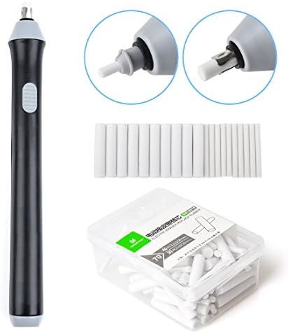 Electric Eraser Kit Automatic Pencil Eraser 2 Highlights(erasing) Effects with 92pcs Rubber Refills(52 Big + 40 Small), for Artists Painters Designers Students Teachers-(Black)