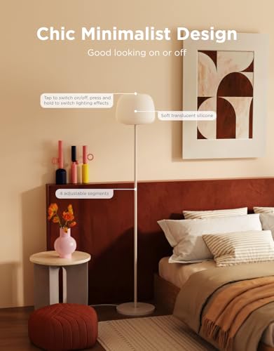 Govee Lantern Floor Lamp, Halo Gradient RGBICWW Smart Standing Lamp with Silicone Soft Lamp Shade, 1000K-10000K, 100+Scene Modes, Music Sync, 1400lm, Matter Compatible, Ideal for Living Room, Bedroom