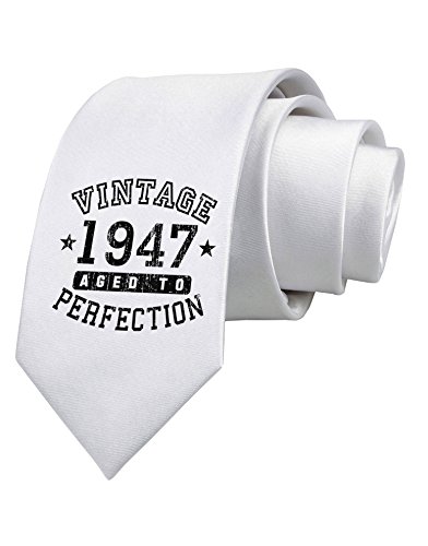 TooLoud 70th Birthday Vintage Birth Year 1947 Printed White Neck Tie