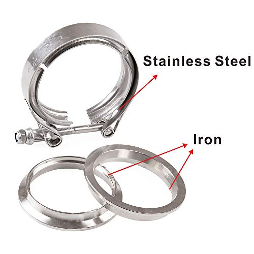 3''Exhaust Pipe Clamp,SS304 V-Band Clamp Stainless Steel M/F 3v Band Turbo Exhaust Downpipe For Flanged Filter Racks, Turbocharging Systems,Exhaust Systems,And Industrial Applications (Silver)