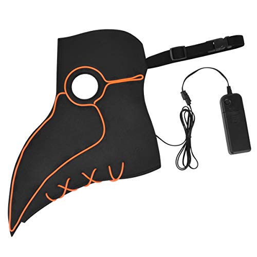 Light Up Plague Doctor Bird Mask Long Nose Beak Cosplay Steampunk