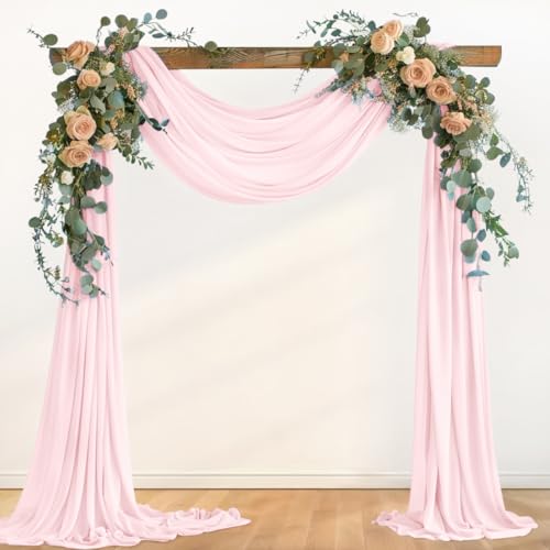 Loopiske Blush Pink Wedding Arch Draping Fabric Fall 3 Panels… at Amazon