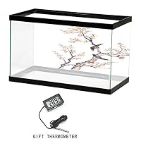 DragonBuildingMaterials Decorative Aquarium Background, Art, Chinese Paint of Flowers Plum Blossom Birds on Tree Romance Print, Light Yellow Brown, 24"x11.8" Decal Sticker Home Decor Art 61x30cm