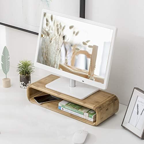 Haolistore Bamboo Solid Wood Desktop Computer Monitor Increased Office Drawer Desktop Storage Office Keyboard Base Bracket Rack (Size : S)