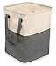 BirdRock Home Square Cloth Laundry Hamper with Handles - Dirty Clothes Sorter - Easy Storage - Foldable - Grey and White Canvas