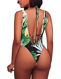 Conjunto de bikini de 2 piezas con estampado de hojas para dama