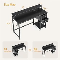 CubiCubi 47 Inch Computer Desk with Drawers and