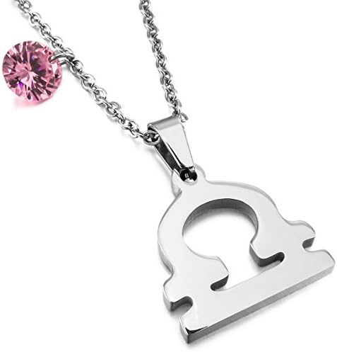 MunkiMix Stainless Steel Glass Pendant Necklace Horoscope Zodiac Silver Tone Men,Women,Chain