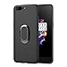 OnePlus 5 Slim Case, Orzly Slim-Stand Protective [Anti-Scratch] Skin Case Cover for OnePlus 5 in BLACK with Integrated Ring Stand for Handy Grip & Display Stand