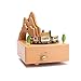 ADM-LC Music Box Wooden (Beech) Featuring Mountain Tunnel with Small Moving Magnetic,Rotate（The music rings and the trains turns automaticall,Rhymes Movement,Plays Music Spirited away By (Train)
