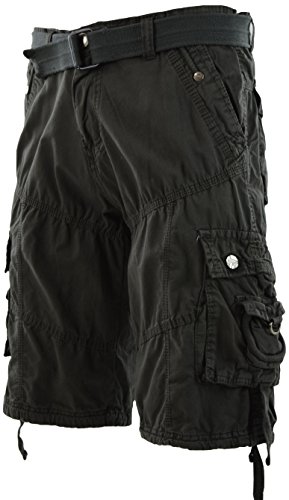 ChoiceApparel Mens Cargo Shorts with Belt (Many Pockets) (32, 101-Charcoal)