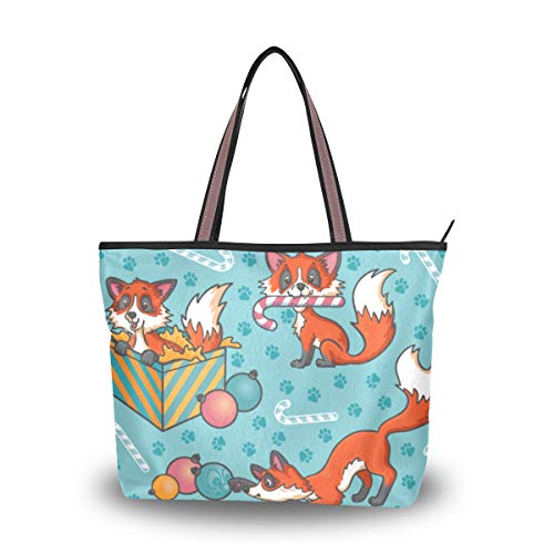Tote Bag Happy Foxes Playing Shoulder Bag Handbag for Women Girls