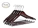 10 Quality Hangers Wooden Curved Hangers Beautiful Sturdy Suit Coat Hangers with Locking Bar Chrome Hooks (10)