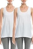 Loose Fit long white tank tops for women plus size White/White XL