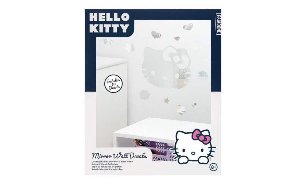 Hello Kitty Officially Licensed Wall Mirrors Girls Preteen Room Decor with Cartoon Accent Stickers Anime Cat Gift Accessory | Paladone