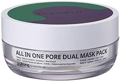 JJ Young All-In-One Pore Dual Mask Pack (T-zone&U-zone) - T-Zone - Controls Sebum, Exfoliates, Removes Blackheads, U-Zone - Hydrates, Lifts, Calms the Skin - 3.52 oz.