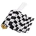 25 Pieces Checkered Flag 8 x 5.5 Inch Racing Polyester Flags on Plastic Stick, Black & White Checkered Flag Racing Pennant Banner Flags, Decorations Supplies For Racing, Race Car Party, Sport Events