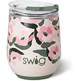 Swig Life 12oz Wine Tumbler with Lid, Stainless Steel, Dishwasher Safe, Portable, Triple Insulated Wine Tumbler (Sweet Pea)