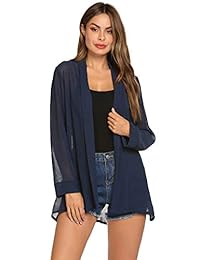 Hotouch - Tops de verano para mujer, ligero, abierto, de manga larga, de gasa