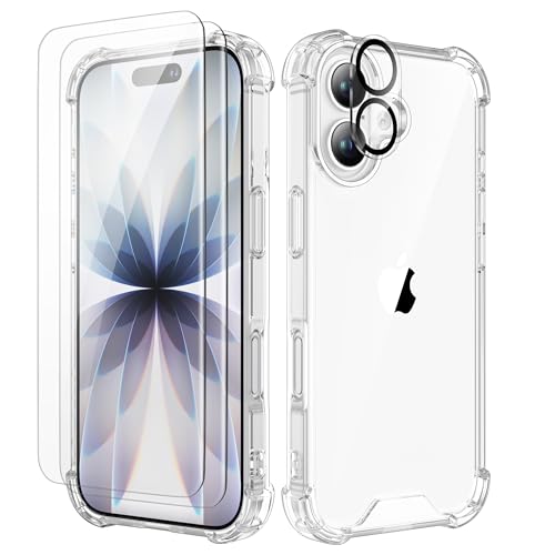 ORETECH 4 in 1 Case for iPhone 17 (6.3 Inches) with [2 Tempered Glass and 1 Camera Glass] Shockproof Slim Hard PC Case with Transparent TPU Bumper