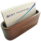 1 Pack Business Card Display Holder, Brown Walnut Wood Card Case for Desk Desktop, Wooden Name Card Stand for Office, Name Card Holder for Tables Organizer Index Card Filing