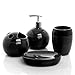 4 Pc Round Black Ceramic Bath Accessories Set w/ Soap Dispenser, Toothbrush Holder, Tumbler, Soap Dish