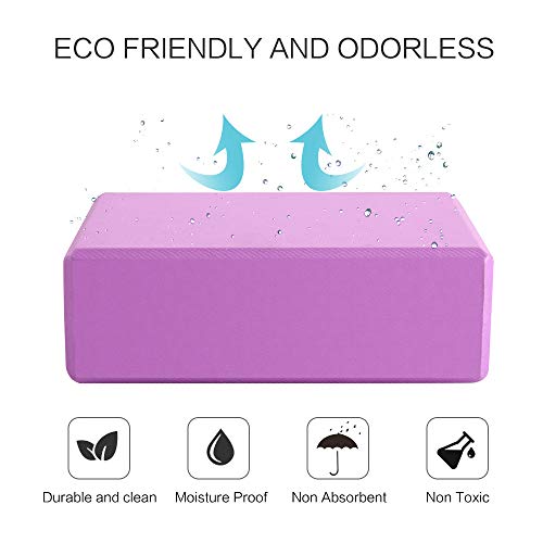 Yogaer Yoga Blocks 2 Pack and Strap Set, Exercise Block with Light Weight Foam Improve Balance and Flexibility for Yoga Pilates Meditation