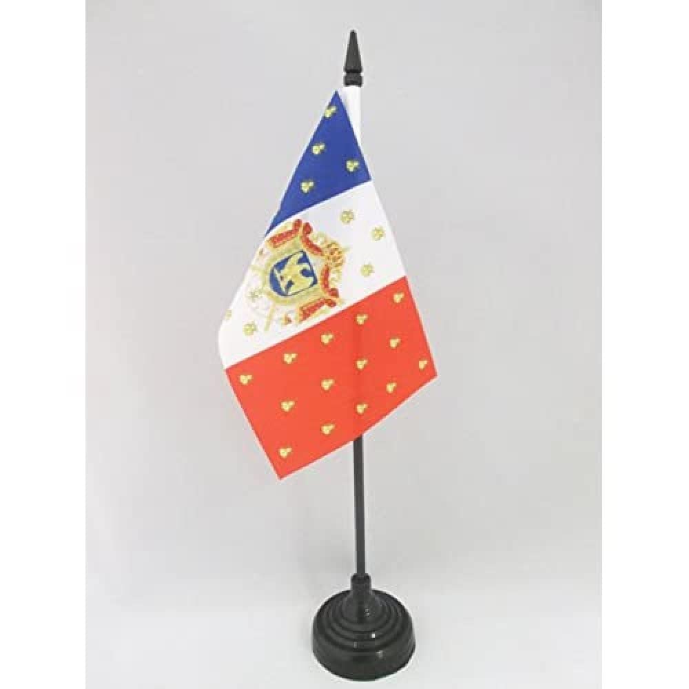 AZ FLAG - Standard of Napoleon III of France Table Flag 4'' x 6'' - Second French Empire Office Mini Banner 100% Polyester 15 x 10 cm - Mini Desk Flag with 10'' Pole and Black Plastic Base