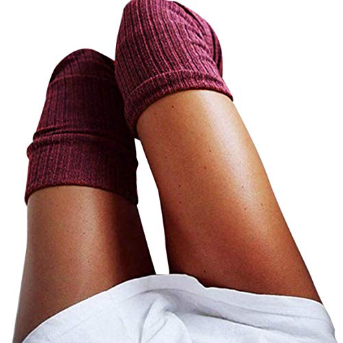 Sexy Socks For Women, Girls Ladies Women Thigh High Over the Knee Socks Long Cotton Stockings Warm,Women's Clothing,Wine - Thumbnail 4