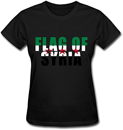 Flag Of Syria Nerdy T-shirt For Women - XS 100% Cotton Black